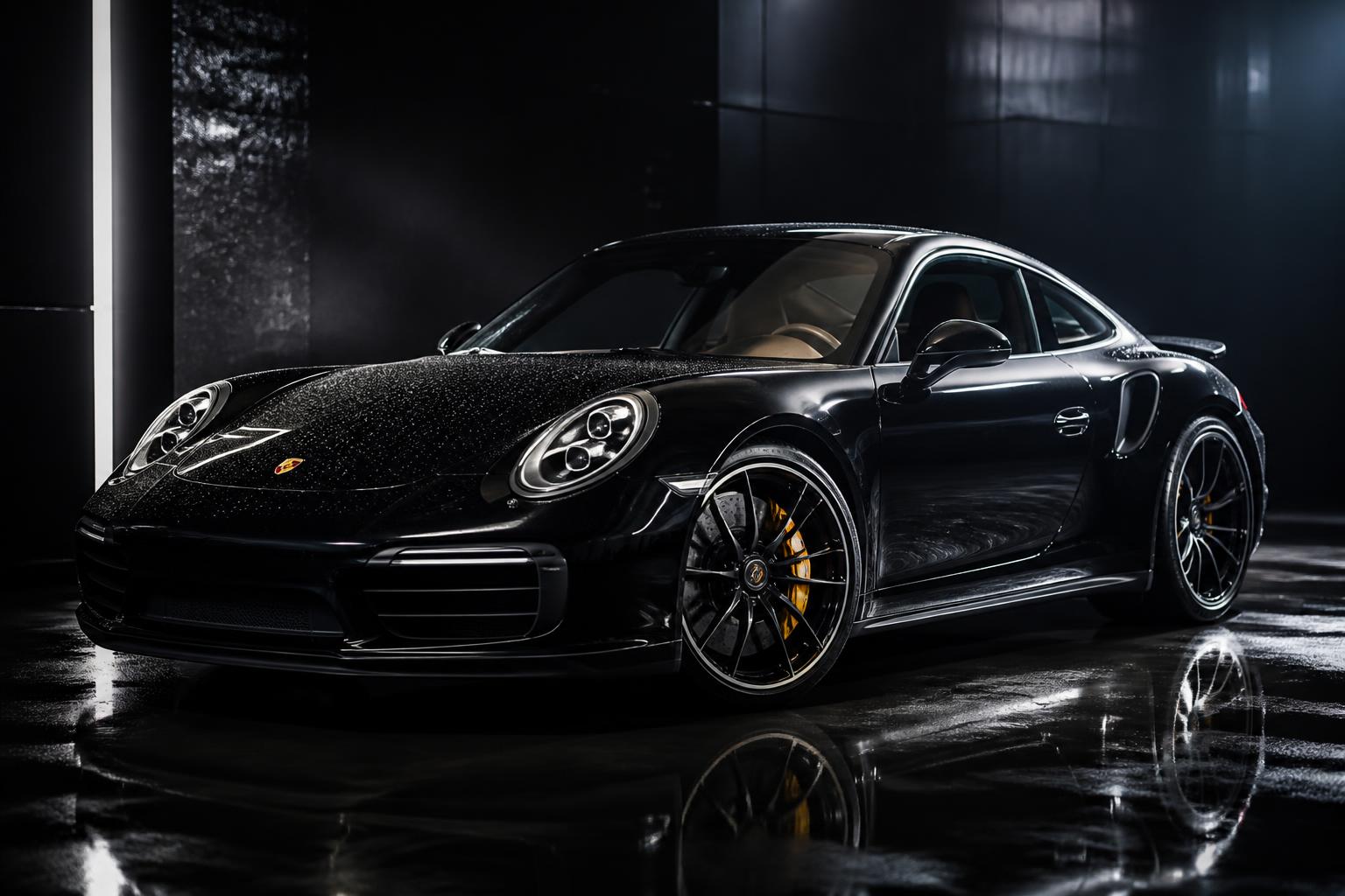 Luxury black sports car with a flawless detailed finish